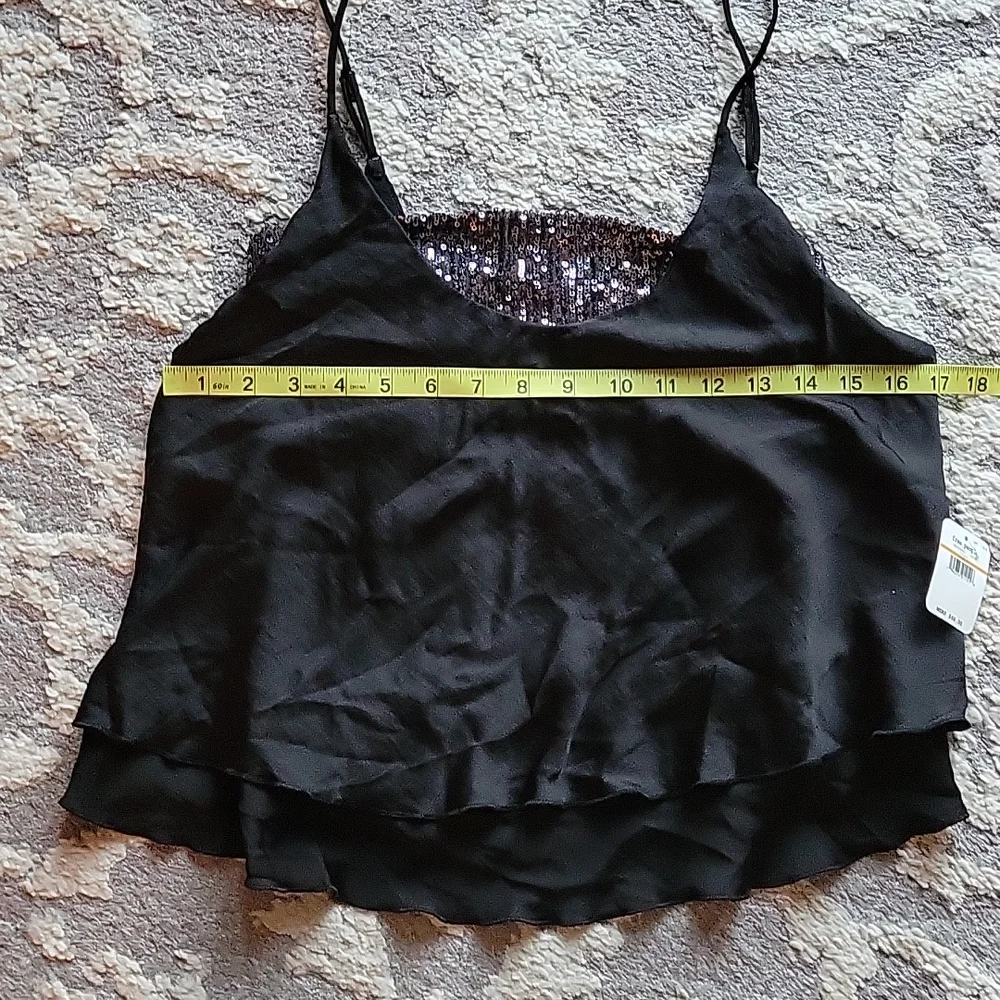 Free People Turn It On Cami Black Sequins Small New